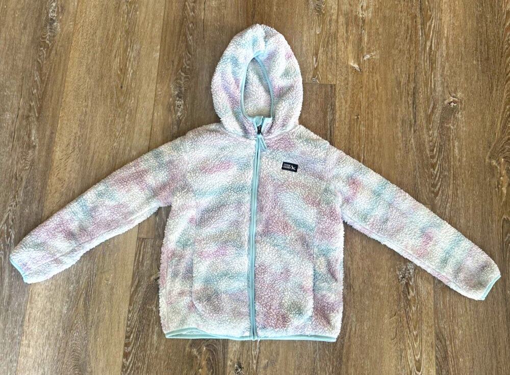 Eddie Bauer Kids Sherpa Fleece Hooded Full Zip Tie Dye Jacket 7-8 Years